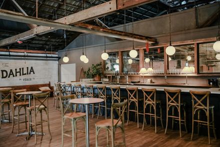 Brick walls and wooden beams of The Hall